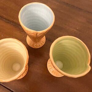 Williams Sonoma Set of 3 Ice Cream Cone Shaped Bowls NEW Dishwasher Safe